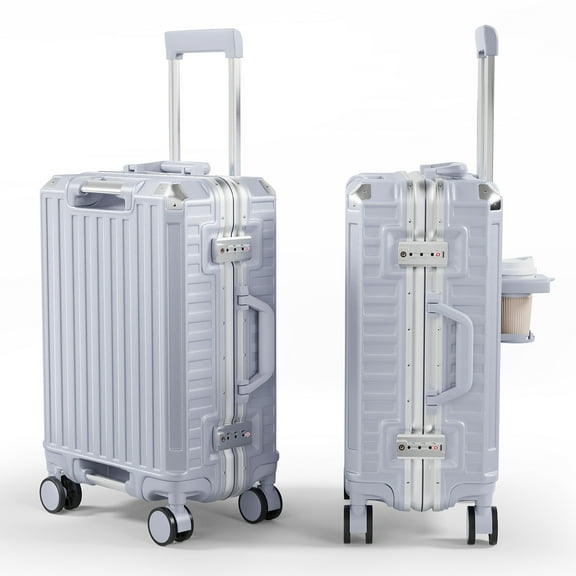 Vebreda 28” Aluminum Frame Hardside Luggage, Zipperless Suitcase with TSA Lock, Spinner Wheels and Built-In Cup Holder