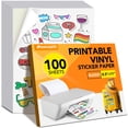 thumbnail image 1 of Papel adhesivo de vinilo imprimible, 100 hojas, 8.5 x 11 pulgadas, 1 of 6