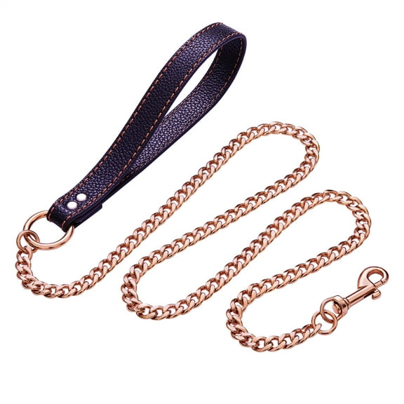 W/W Lifetime 3ft Strong Chew-Proof Metal Steel Rose Gold Training Walking Dog Leash