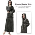 thumbnail image 3 of LOFIR Womens Plush Soft Hooded Robe, Luxury Fluffy Robe Long Fleece Spa Bathrobe for Women (L, Dark Gray), 3 of 11