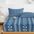 thumbnail image 6 of King Size Fitted Sheet Set - Blue Striped 3 Piece Bedding Sets 16" Deep Pocket Fitted Sheet with 2 Pillowcases, Modern Minimalist Lines Pattern Blue Brushed Microfiber Hotel Luxury Bed Sheets, 6 of 9