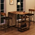 thumbnail image 2 of QinaQin 1+2 Set Dining Table with 2 Upholstered Bar Chairs, Retro, 2 of 8