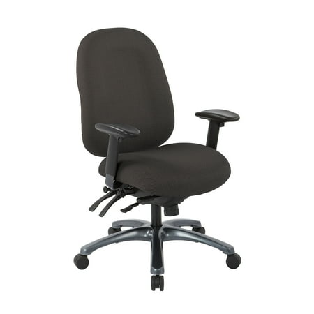 UPC: 0090234088844 | Office Star Products Multi-Function High-Back Office Chair with Seat Slider and Titanium Finish Base Shale
