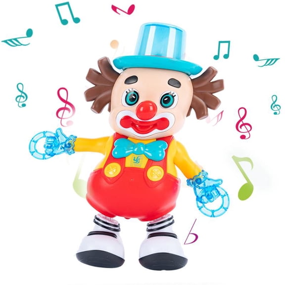 Dancing Clown Toy Doll with Light & Music, Left Right Swing Interactive Fidget Tummy Time Baby Toy, Christmas Birthday Halloween Gift for Infant Toddler Boys Girls