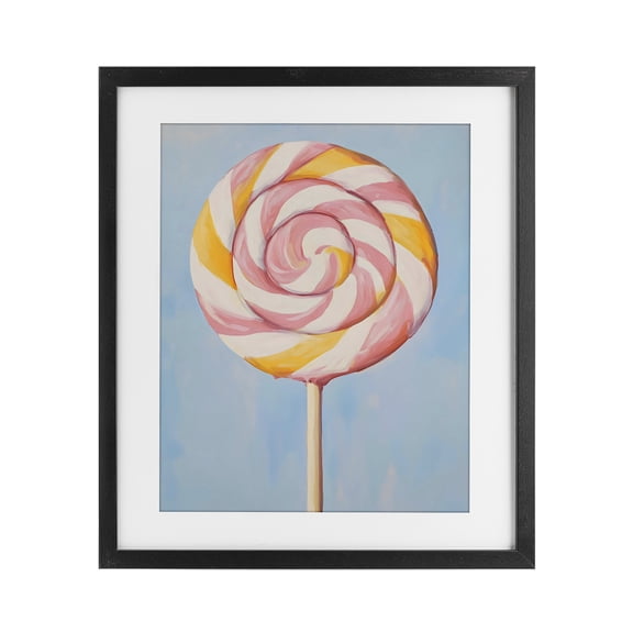 Stupell Industries Contemporary Lollipop with Pink & Orange Swirl Black Framed Print Under Glass, 13 x 16, by The Prints Vibe