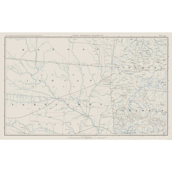 Historical Civil War Map - Kansas Missouri Arkansas - Bien 1894 - Vintage Wall Art