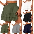 thumbnail image 1 of Tranfacy Jupes d'Été pour Femmes, Jupes Taille Haute pour Femmes, Jupe Plissée Unie d'Été pour Femmes Taille Haute Grande Taille Jupe Mini Ample et Décontractée, 1 of 5