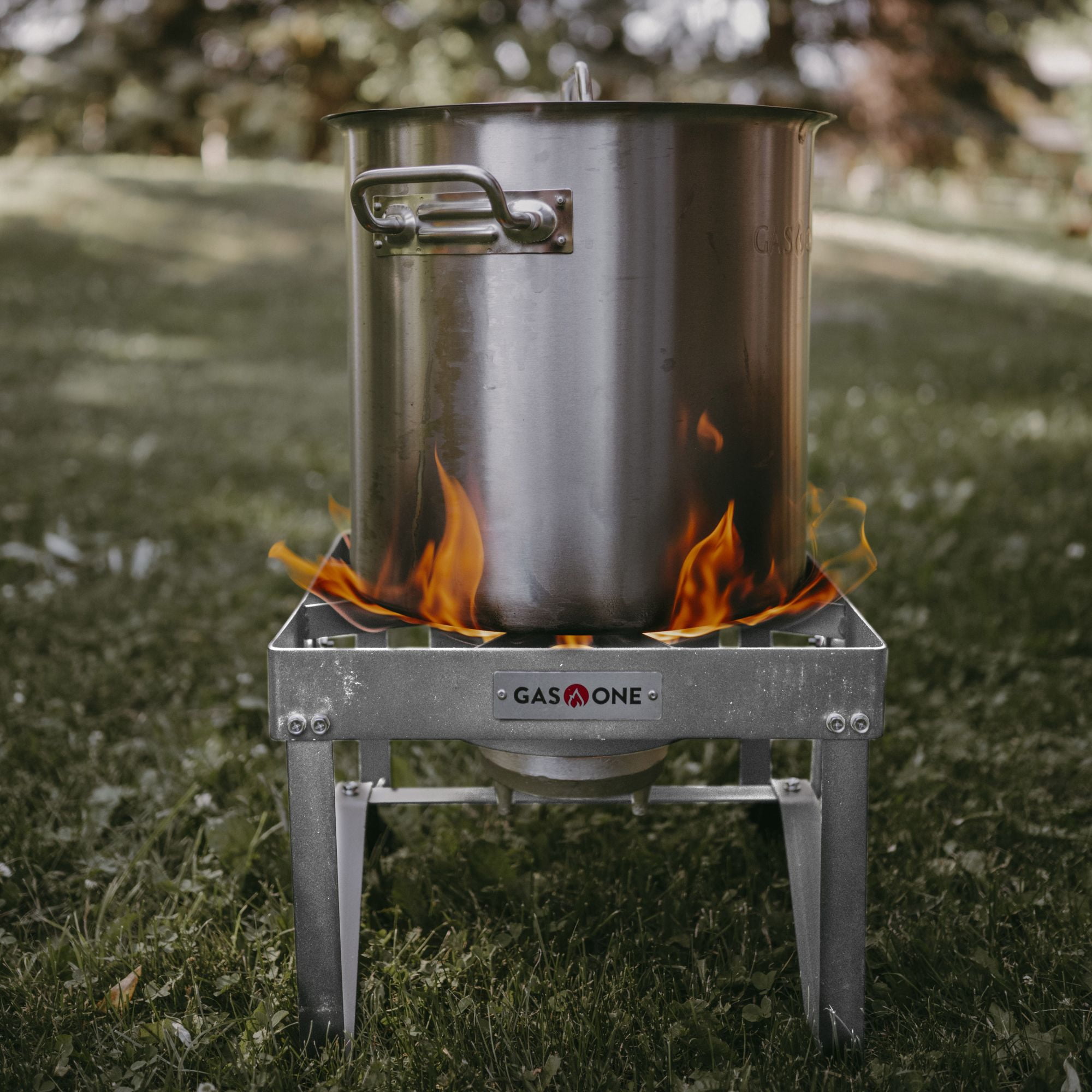 GasOne Stainless Steel Outdoor Propane Burner – High Pressure Camp Stove with Adjustable Regulator & Steel-Braided Hose