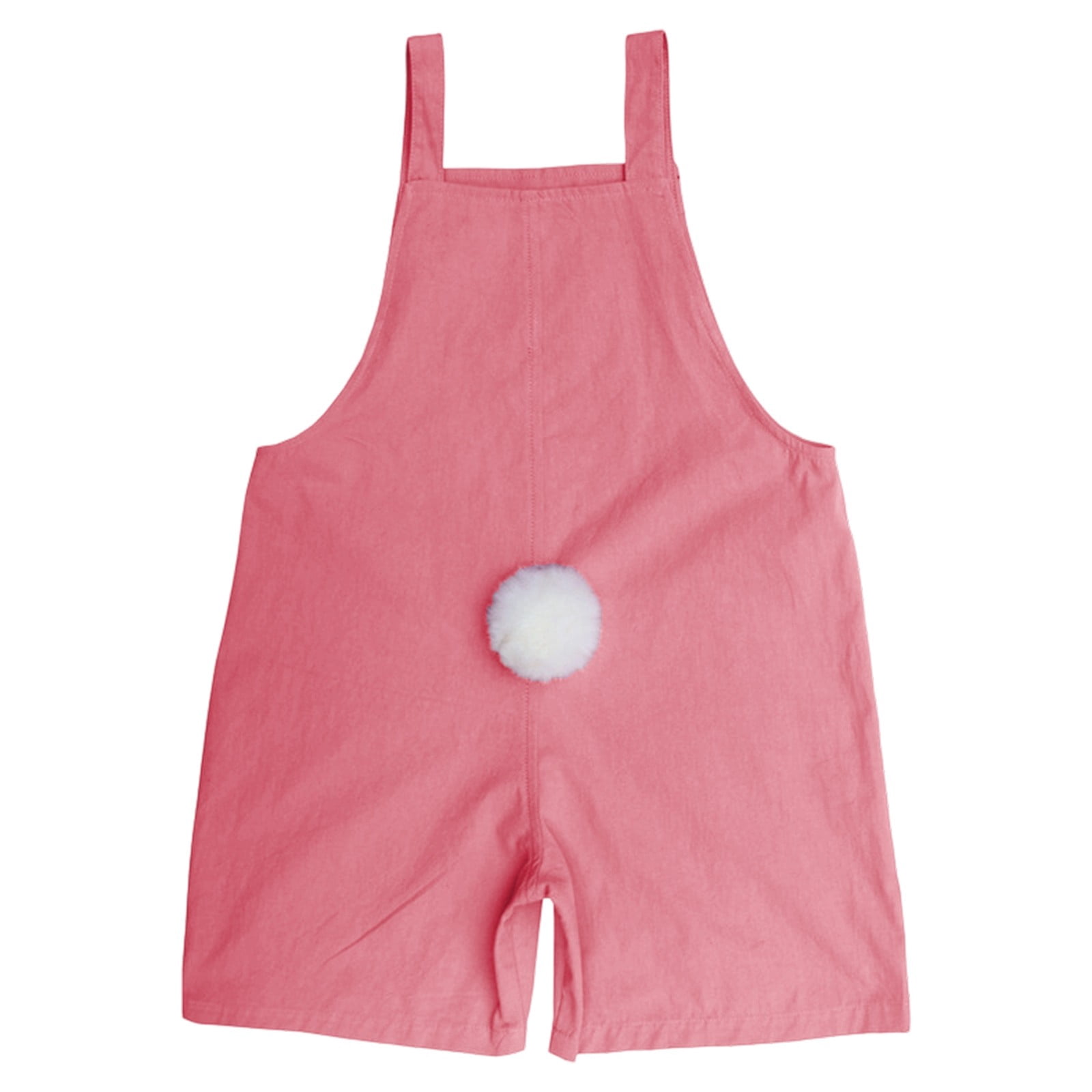 Ulitacool Girls Romper 3-4 Years Sleeveless Summer Newborn Onesies For Infant And Boys Round Neck Jumpsuit With Bunny Tail Handsome Wear Pink