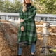 thumbnail image 2 of Mujeres abrigo Plaid impreso split hem turn Abrigos de plumas collar sola fila botón Loose embolsado shacket verde XXL, 2 of 5