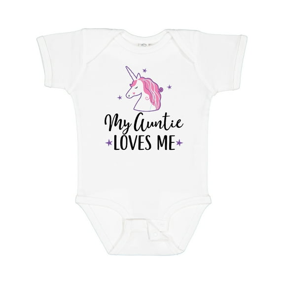 Inktastic My Auntie Loves Me Unicorn Girls Baby Bodysuit