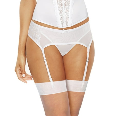 

Maidenform Floral Lace Garter Belt White 2XL Women s