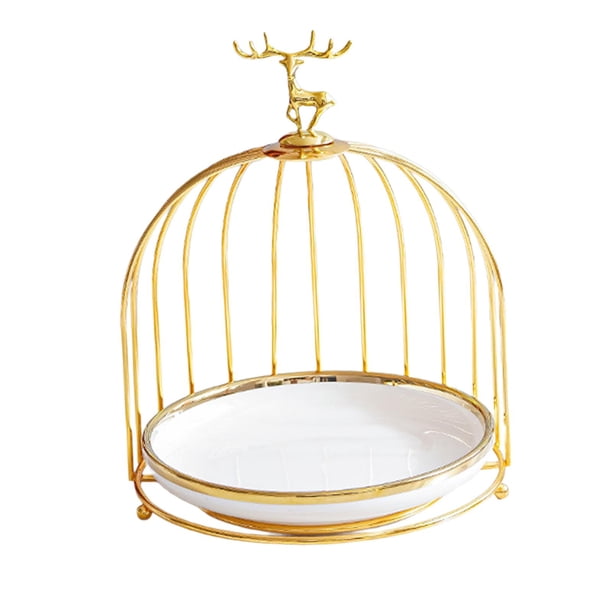 Soporte para postres y cupcakes, adorno nórdico de escritorio, práctico plato para pan, cesta para frutas Blanco