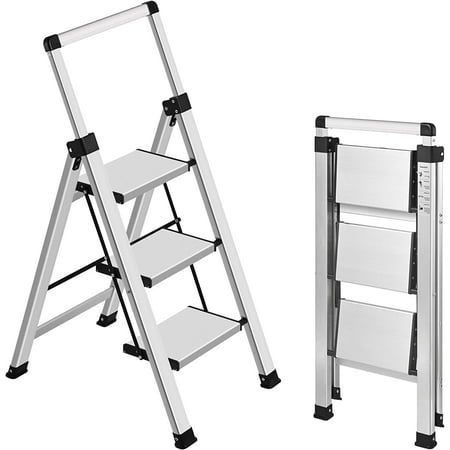 MBY 6-Step Steel Ladder With Retractable Handgrip - 360 Lb Capacity, Anti-Slip Pedals, Foldable