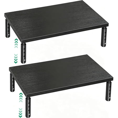 Desk Organizers and Accessories Adjustable Computer Monitor Stand Riser Laptop Stand for Desk Office Desk Accessories & Workspace Organizers for Home Office Black-2P