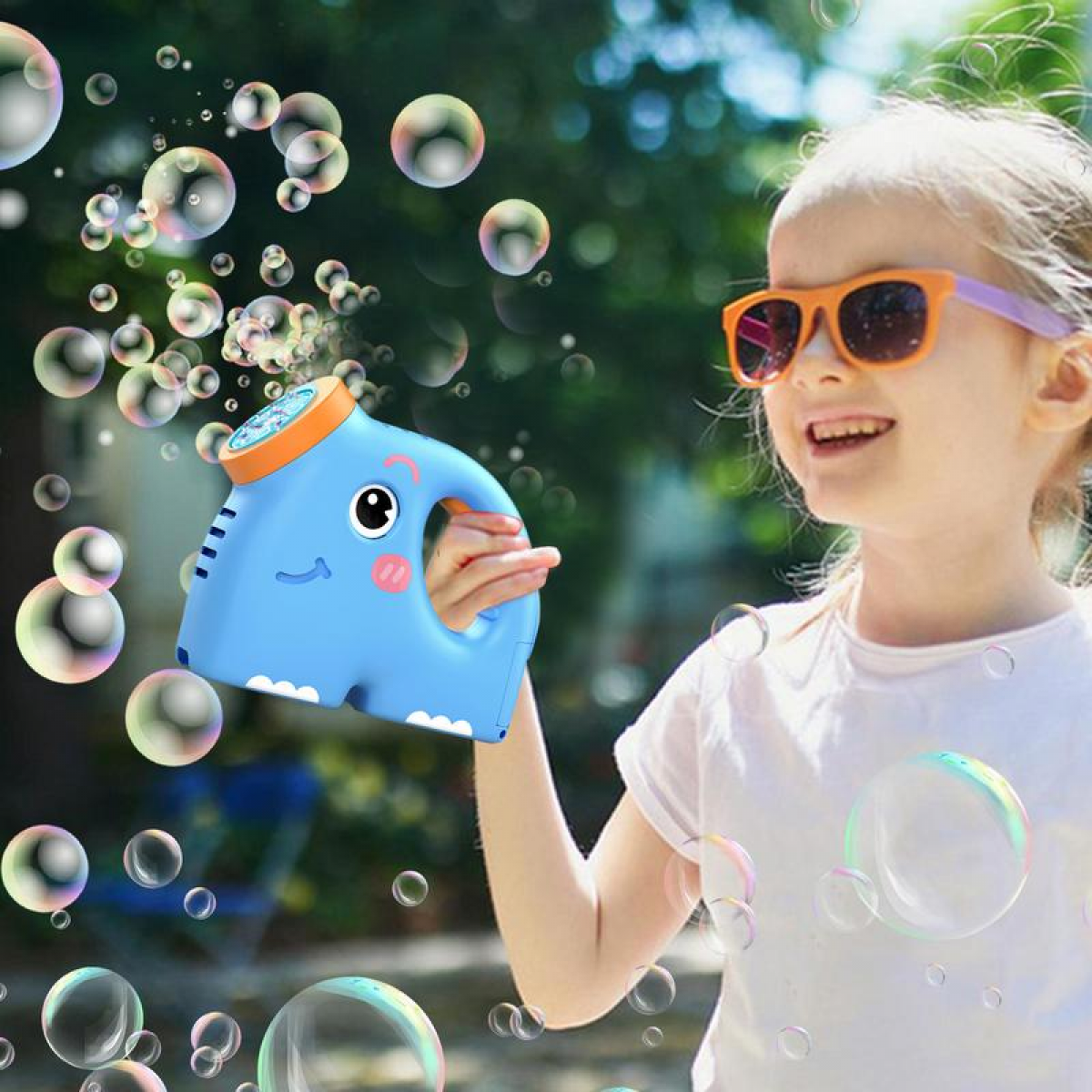 Elephant Bubbles Machine for Kids, Electric Bubble Blower Maker for Boys Girls Christmas Birthday Gifts(Blue)