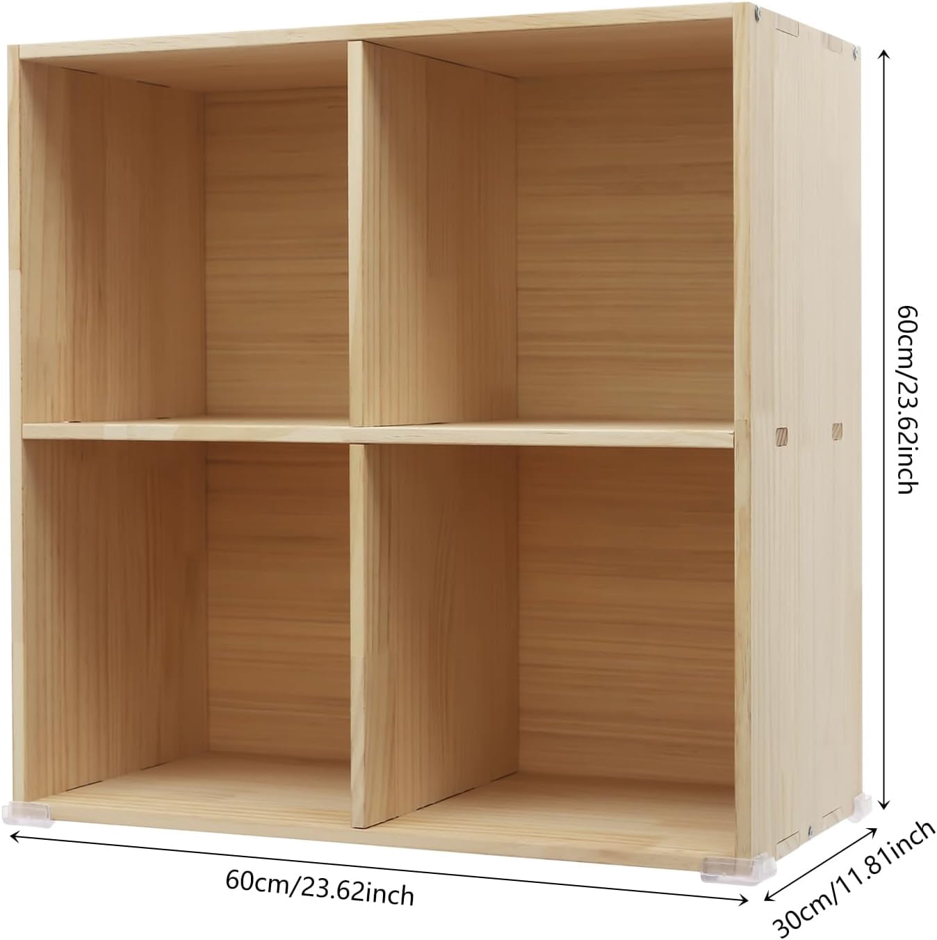 Solid Wood Bookcase 6-Cube Shelf, Convertible Vertical/Horizontal Storage Unit, Modern Farmhouse Bookcase with Mortise Tenon Joints, Natural Wood Color (6-Cube)
