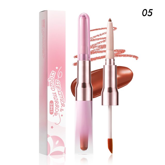 Double Ended Lip Liner And Gloss 2 In 1 Multifunctional Lip Pencil For Precise Definition And Shine Long Lasting Non Lip Makeup