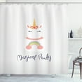 thumbnail image 1 of Ambesonne Unicorn Shower Curtain, Unicorn Cake Cursive Words, 69"Wx84"L, Blush and Multicolor, 1 of 3