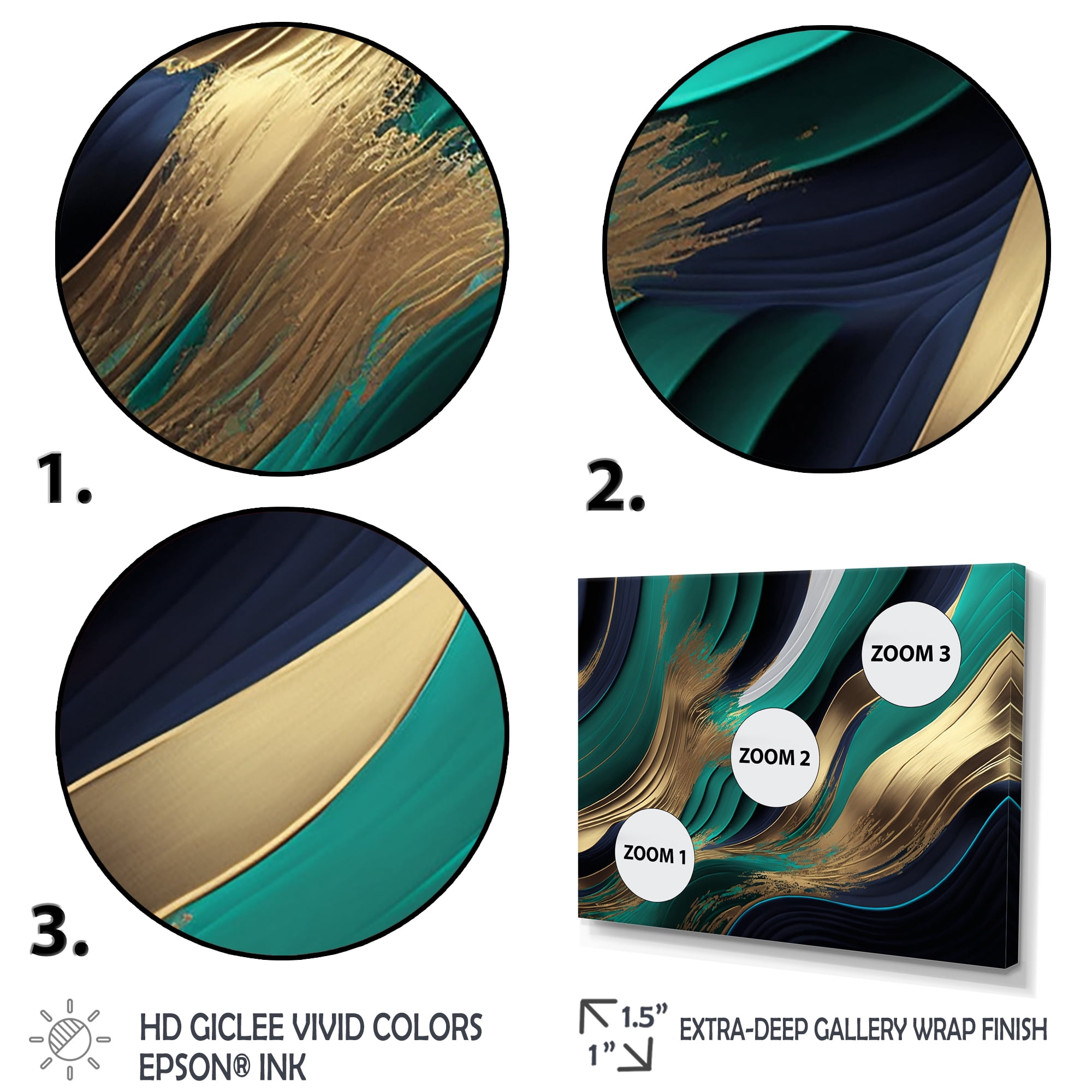 Designart Green And Gold Agate I Canvas Wall Art