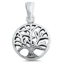 Sterling Silver Tree of Life Pendant Branch Roots Open Circle Charm 925 New Jewelry Female Unisex