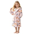 thumbnail image 2 of REDARER Kids Hooded Flannel Bathrobe Rainbow Sun Print Plush Robe with Pockets Tie Belt Warm Sleepwear for Home Shower Nightwear,6-7 Years, 2 of 5