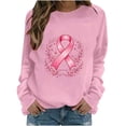 thumbnail image 3 of QATAINLAV Breast Cancer Sweatshirt for Woman Pink Ribbon Graphic Print Pullover Casual Crew Neck Long Sleeve Tops Pink XL, 3 of 6