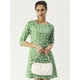 thumbnail image 5 of DressBerry Women’s Printed Poly Rayon Dress Round Neck 3/4th Long Sleeves Knee Length Regular Wear Light Weighted Casual Summer Dress, 5 of 7