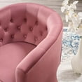 thumbnail image 4 of Tufted Armchair Accent Chair, Velvet, Pink, Modern Contemporary Urban Design, Living Lounge Room Hotel Lobby Hospitality, 4 of 8