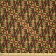 thumbnail image 2 of Ambesonne Brown Fabric by the Yard Microfiber, Indonesian Parang Barong, 1 Yard, Brown Apricot Caramel, 2 of 2