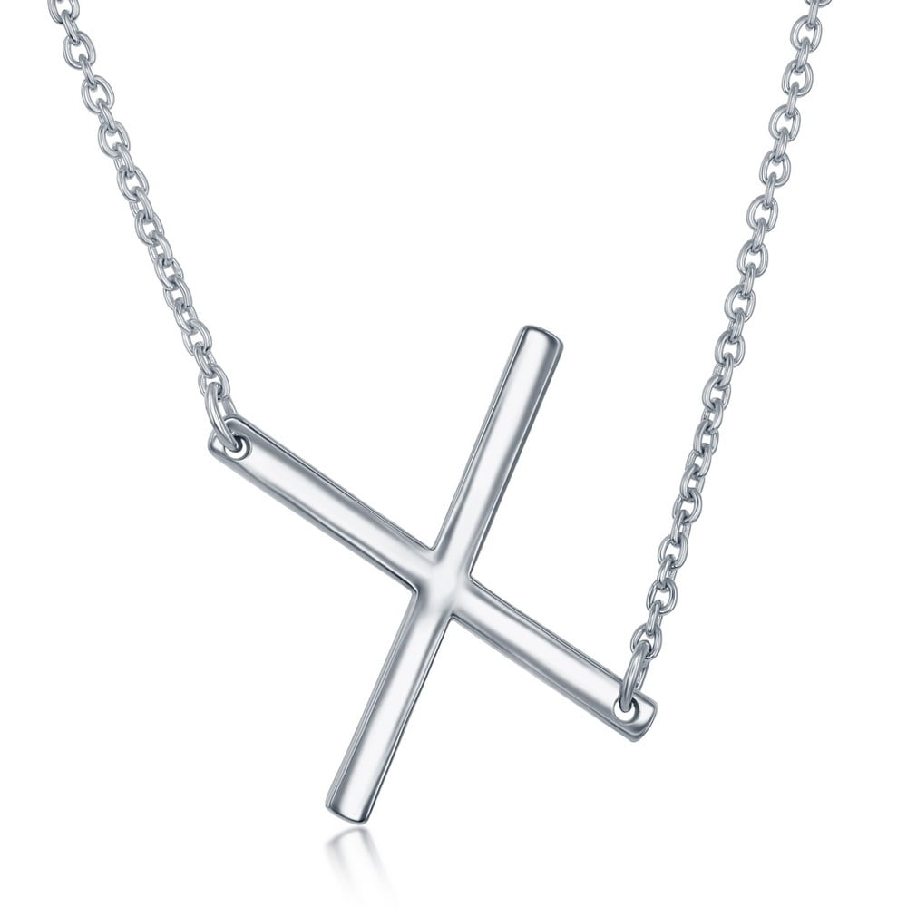 925 Sterling Silver Italian High Polish 20mm Personalized Sideways