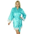 thumbnail image 1 of Bimba Women Kimono Sleeve Satin Short Robe Bride Bridesmaid Lace Robes Coverup, 1 of 6