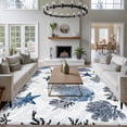 thumbnail image 3 of Navy Blue Starfish Coastal Area Rugs 8'x10', Small Throw Rugs for Living Room Patio, Summer Beach Black Coral Nautical Indoor Outdoor Rug Non-Slip Low Pile Carpet Runner Reversible Floor Mats, 3 of 8