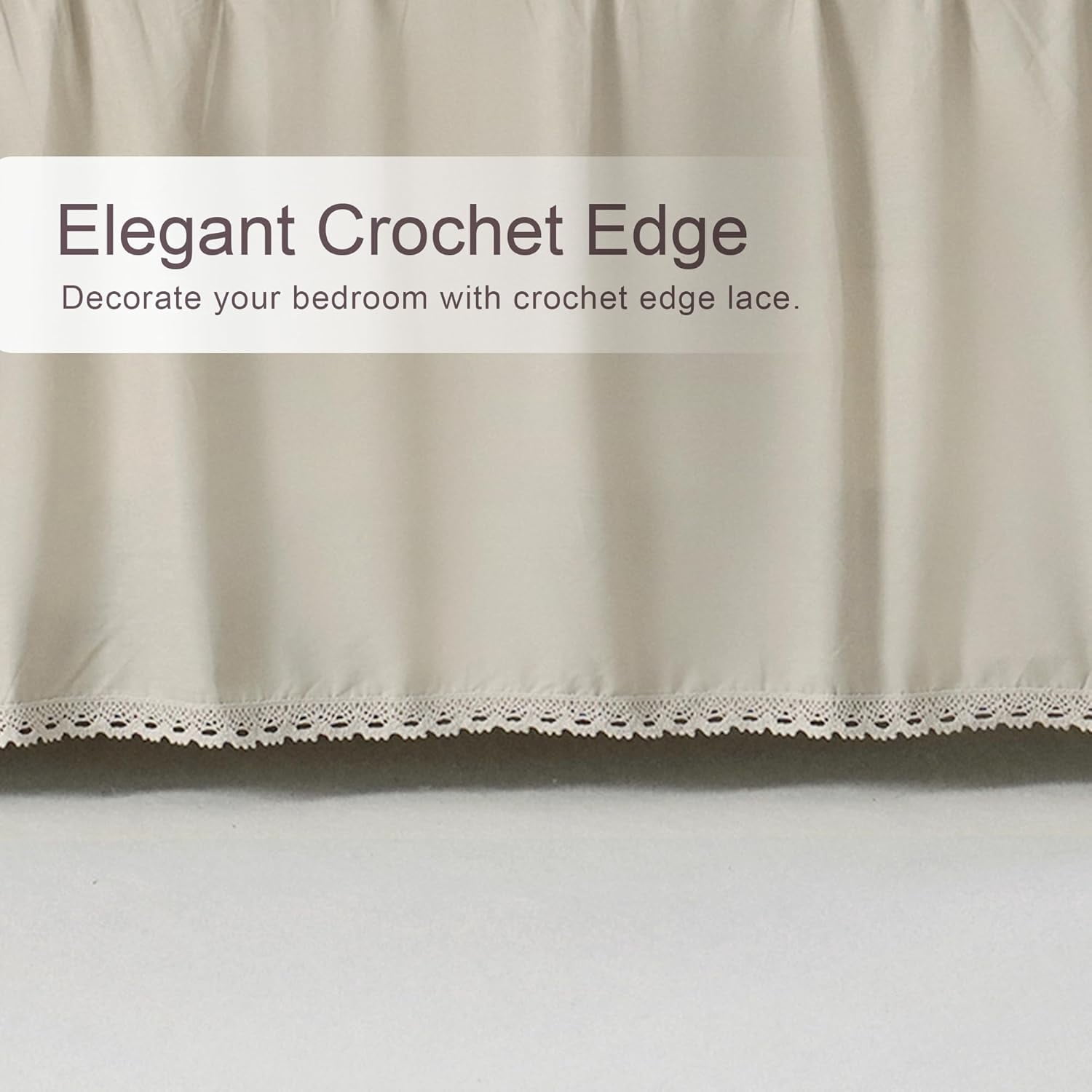 Queen Size Cotton Dust Ruffle With Crochet Edge 14 Inch Drop 100% ...