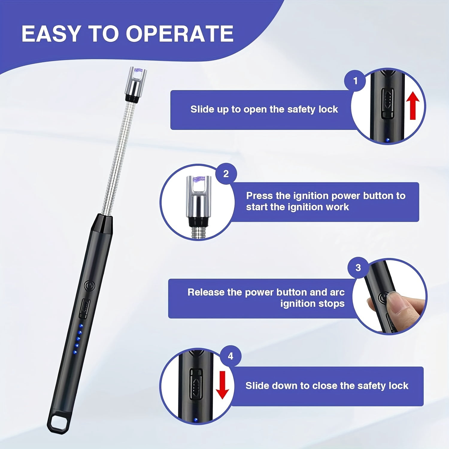 10Pcs Electric Lighter Pulse Lgniter, Kitchen Gas Stove Outdoor Windproof Flameless Ignition Stick, USB Charging Arc Ignition Stick, Suitable for Outdoor Kitchen Candle BBQ Camping
