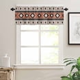 thumbnail image 5 of Abstract Stripes Kitchen Curtains Valance and Tier Set Black Orange Aztec Native Tribal Stripes Linen Texture Short Curtains for Small Window 3 Pieces Set for Bedroom Cafe (54" x 18"+27" x 24"), 5 of 7