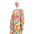 thumbnail image 3 of White - Orange - Multi - Crew neck - Unlined - Modest Dress - Benin, 3 of 5