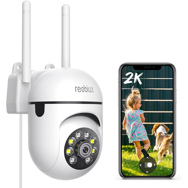 Camara de Seguridad Exterior/Interior, 2K HD WiFi Cámara de Seguridad con Vision Nocturna, Panorama de 360°, Audio Bidireccional, Grabación 24/7 (1PCS),White