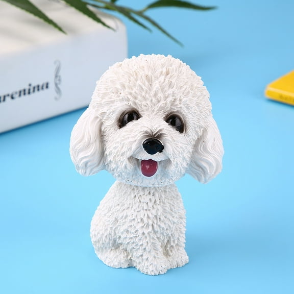 Bobble Head Dog Figure, Bobble Head Toy, Cute Puppy Figurine, Simulation Shaking Head Dog Bobble Head Puppy Toy for Car Interior Home Decoration Ornament(White)