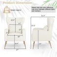 thumbnail image 3 of Costway Velvet Upholstered Wingback Chair with Lumbar Pillow & Golden Metal Legs White, 3 of 8
