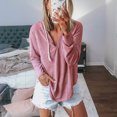 thumbnail image 4 of Sudadera con capucha de manga larga con cuello en V y cordón ligero con capucha informal para mujer rosa L, 4 of 6