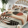 thumbnail image 3 of Ambesonne Monstera Fitted & Top Sheet Set with Shams, Abstract Mid Century Leaf, Redbrown Dusk Black, 3 of 5
