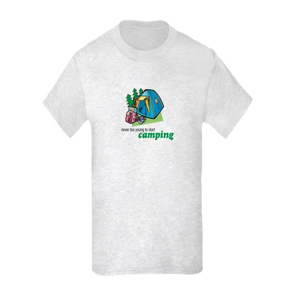 CafePress - Never Too Young To Start Camping Kids T Shirt - Kids Light T-Shirt