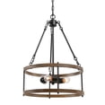 thumbnail image 3 of LNC 3-Light Farmhosue Wood Chandelier With Double-Layer Wood Grain Circle for Kitchen Island, 3 of 12