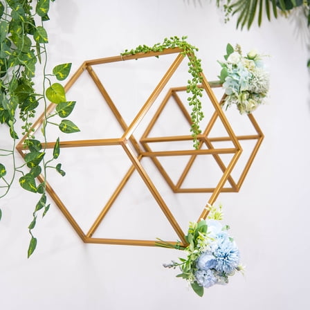 BalsaCircle 2 Pieces 12" Gold Matte Metal Geometric Square Stands Flower Vase Holders