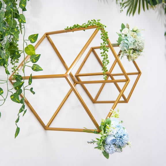 BalsaCircle 2 Pieces 12" Gold Matte Metal Geometric Square Stands Flower Vase Holders
