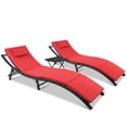 thumbnail image 7 of Homall 3 Pieces Patio Chaise Lounge Chair Sets Outdoor Beach Pool PE Rattan Reclining Chair with Folding Table and Cushion, Red, 7 of 7