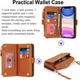 thumbnail image 3 of for iPhone 11 Phone Wallet case with Zipper Card Holders for Women,iPhone 11 Phone Cases Slots Crossbody Flip Folio Book Cover with Credit Card Holder Men for iPhone11 case - Brown, 3 of 12