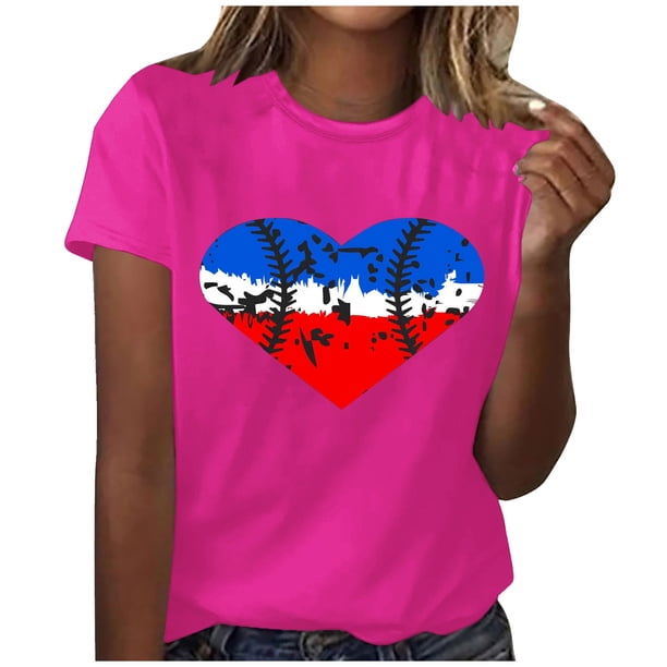 Blusa informal de manga corta con cuello redondo y estampado suelto de verano para mujer con estilo OAVQHLG3B Store lin121212