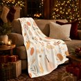 thumbnail image 3 of Boho Pumpkin Rainbow Flannel Blanket with Cream Background, Sun Shapes, Neutral Leaves, Modern Fall Throw for bedroom and Study Room, Home Decor Gift for Autumn Fans, 3 of 9